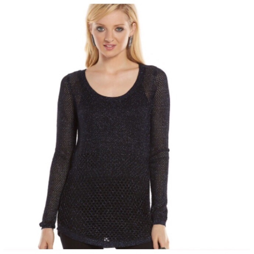 Rock & Republic Open Knit Shimmer Sweater